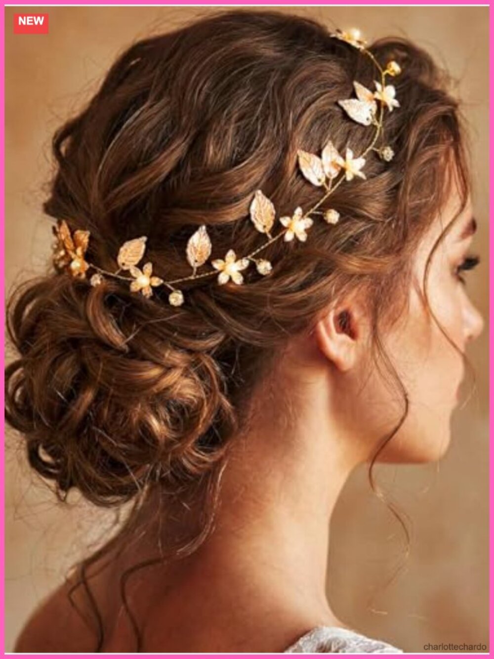 Gold Leaf Headband Flower Hair Vine Wedding